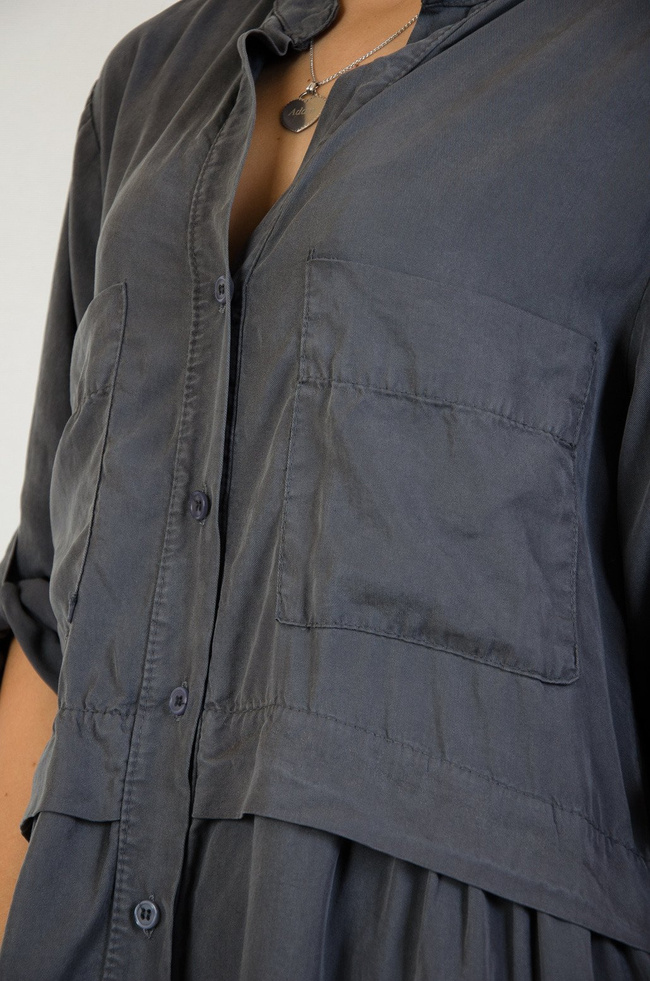 Grafitowa dwuwarstwowa sukienka oversize 