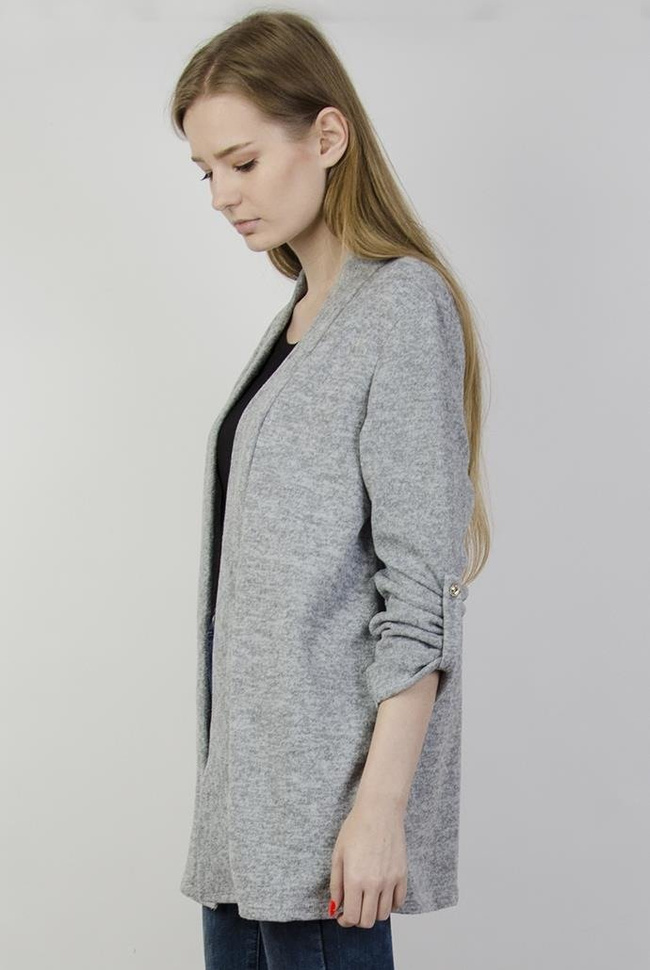 Jasnoszara narzuta z podwijanym rękawem