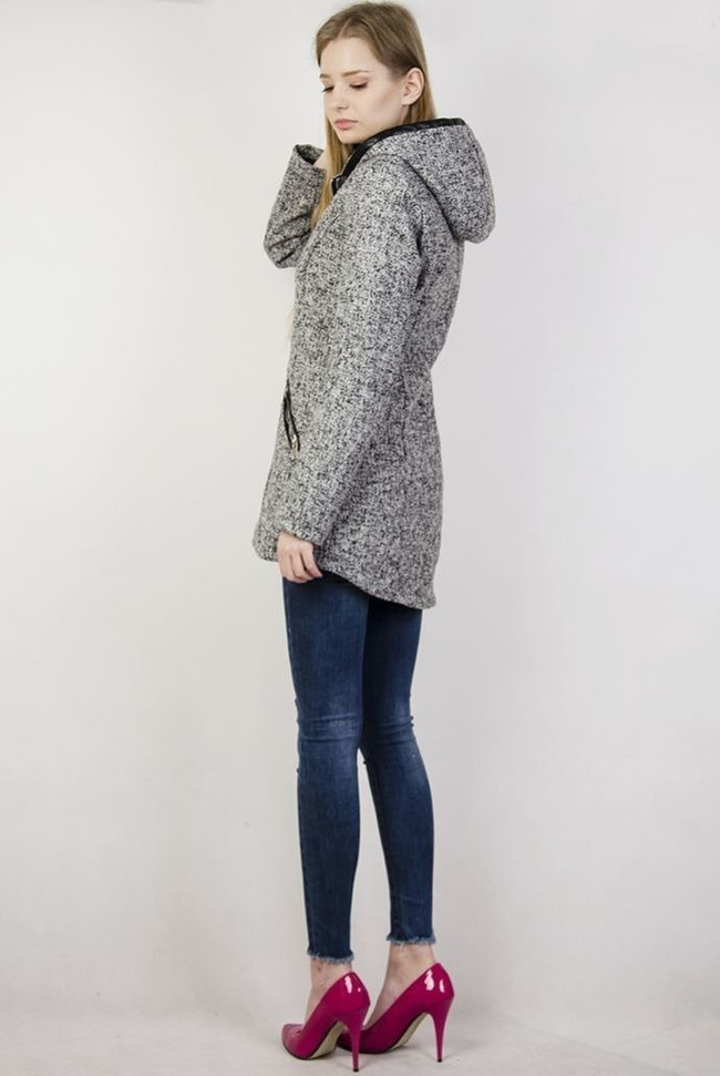 Jasnoszary płaszcz zapinany na zamek