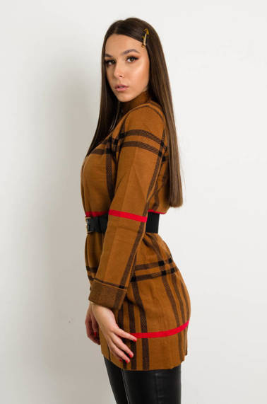 BRĄZOWA SUKIENKA W KRATĘ