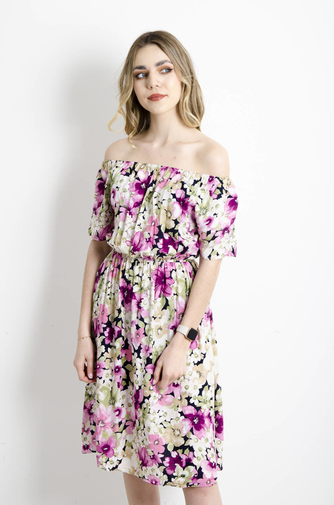 SUKIENKA HISZPANKA W KWIATOWY WZÓR- GRANATOWA