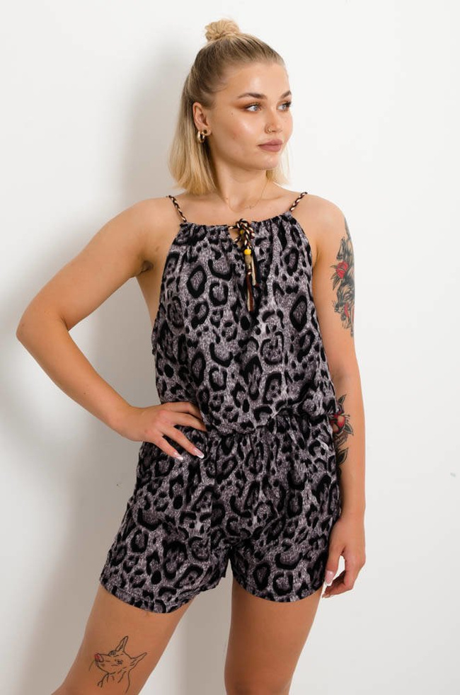 SZARY KOMBINEZON W PANTERKĘ