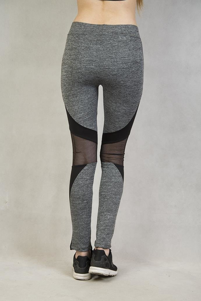 Legginsy fitness szare z siateczką