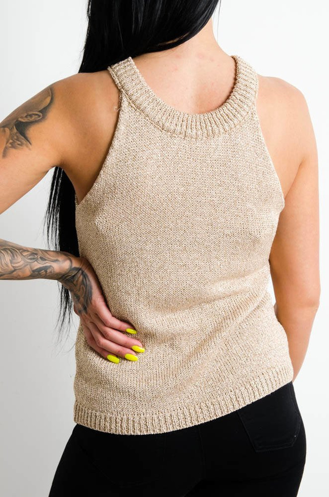 TOP ZŁOTY Z DZIANINY