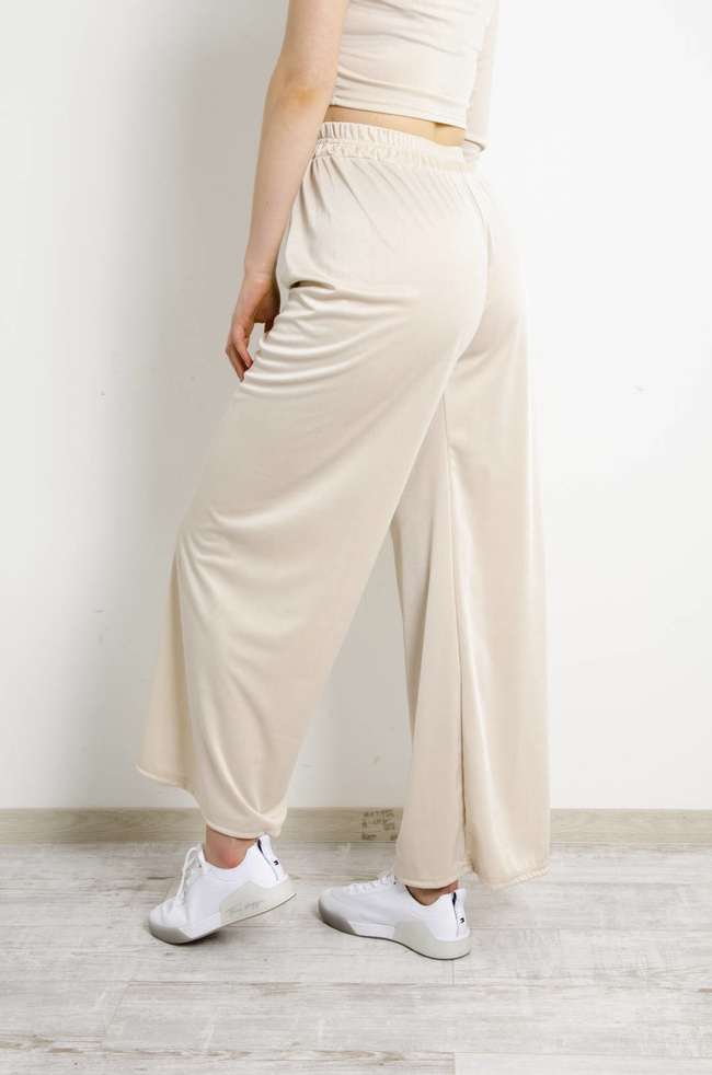 KOMPLET SPODNIE+ TOP - BEŻOWY