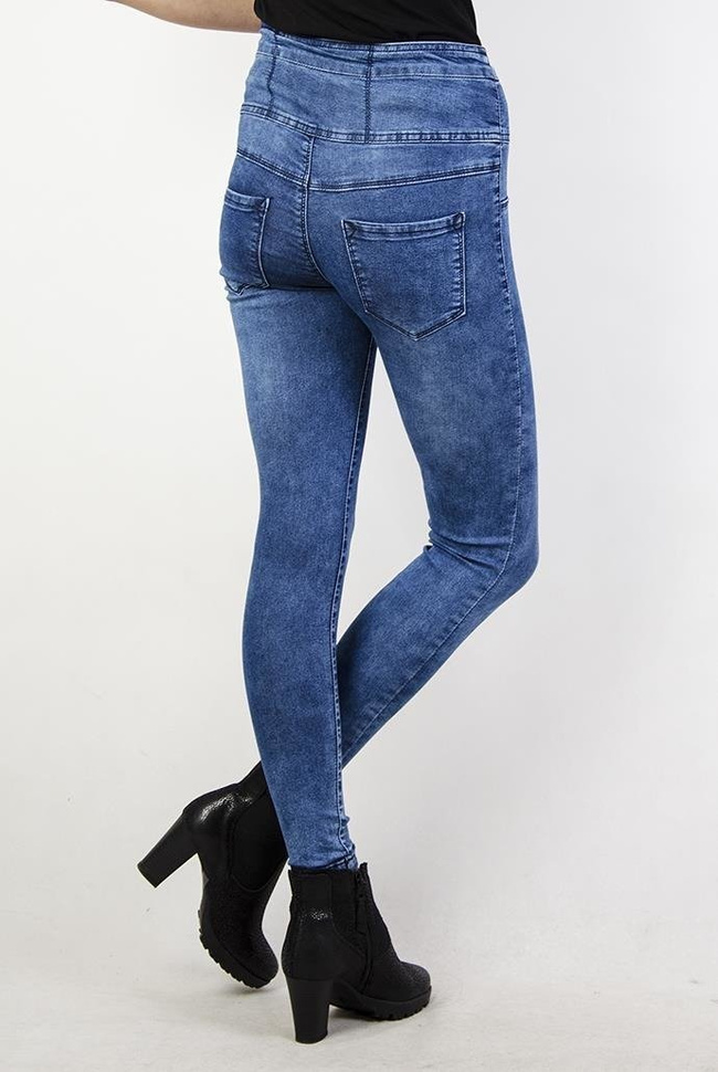 Spodnie jeansowe z zamkiem z boku, przylegające