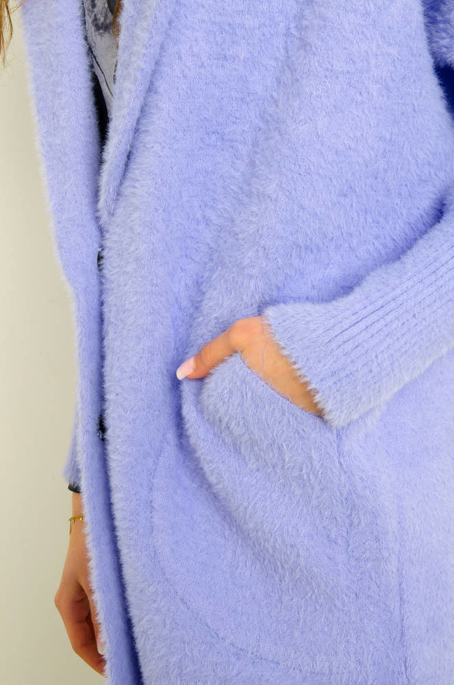 PŁASZCZ DŁUGI WEŁNIANY ALPAKA- JASNO-FIOLETOWY