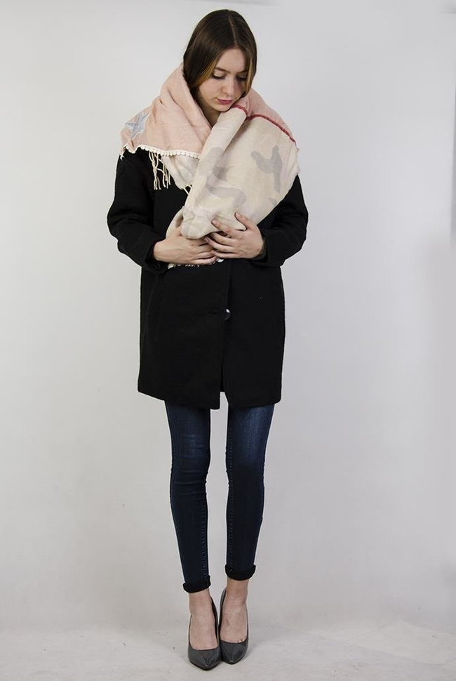 Szal jasnoróżowy/moro z gwiazdą