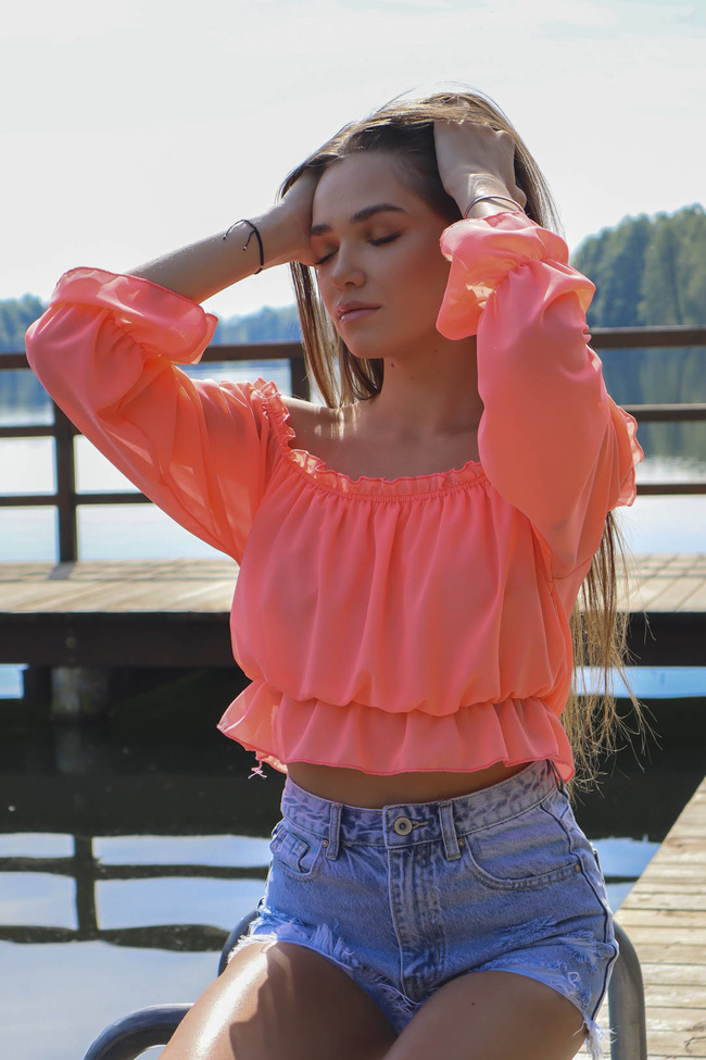 BLUZKA HISZPANKA NA DŁUGI RĘKAW - POMARAŃCZOWA