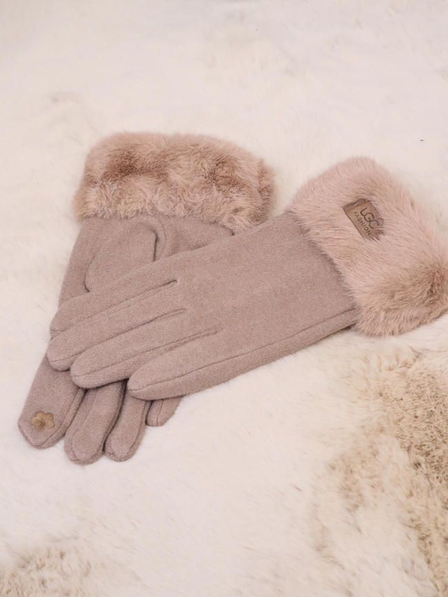 RĘKAWICZKI DZIANINOWE  Z FUTERKIEM I NASZYWKĄ- FANGO