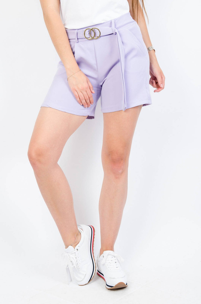 ELEGANCKIE SZORTY Z WYSOKIM STANEM -LILIOWE