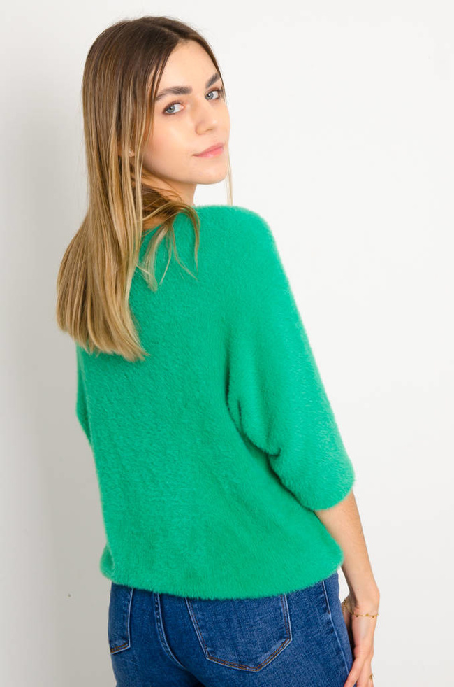 FUTRZANY SWETER NIETOPERZ- ZIELONY