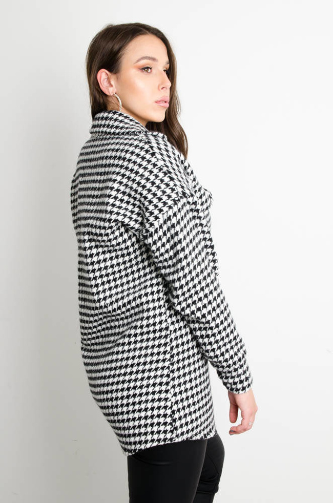KURTKA KOSZULOWA W PEPITKĘ ZAPINANA NA GUZIKI