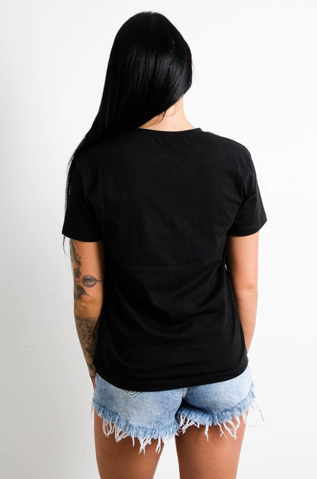 CZARNY T-SHIRT MIŚ Z OZBOBNYM ŁAŃCUSZKIEM 