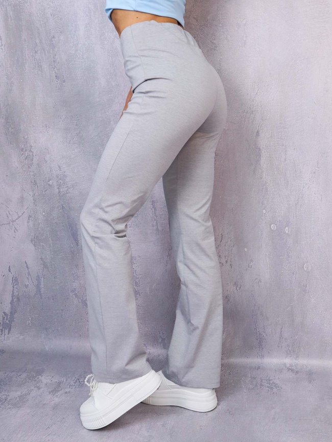 SPODNIE DZWONY FLARE Z PRZESZYCIEM- SZARE