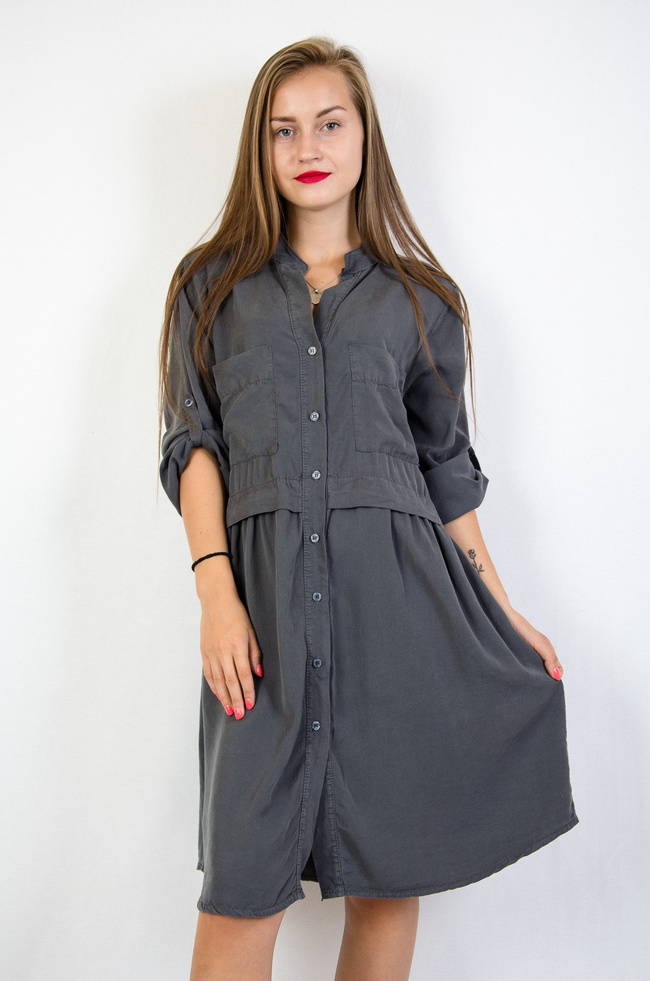 Grafitowa dwuwarstwowa sukienka oversize