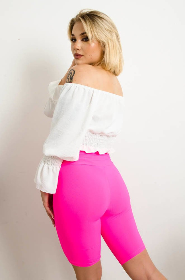 RÓŻOWE NEONOWE SZORTY KOLARKI BIKER