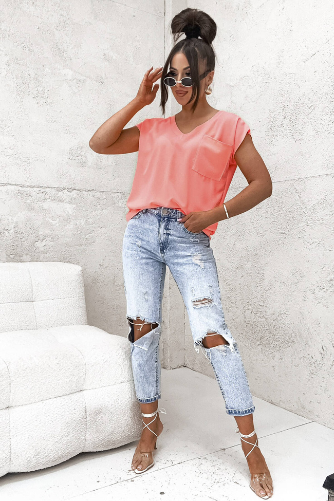 BLUZKA W SEREK Z KIESZONKĄ- POMARAŃCZOWA