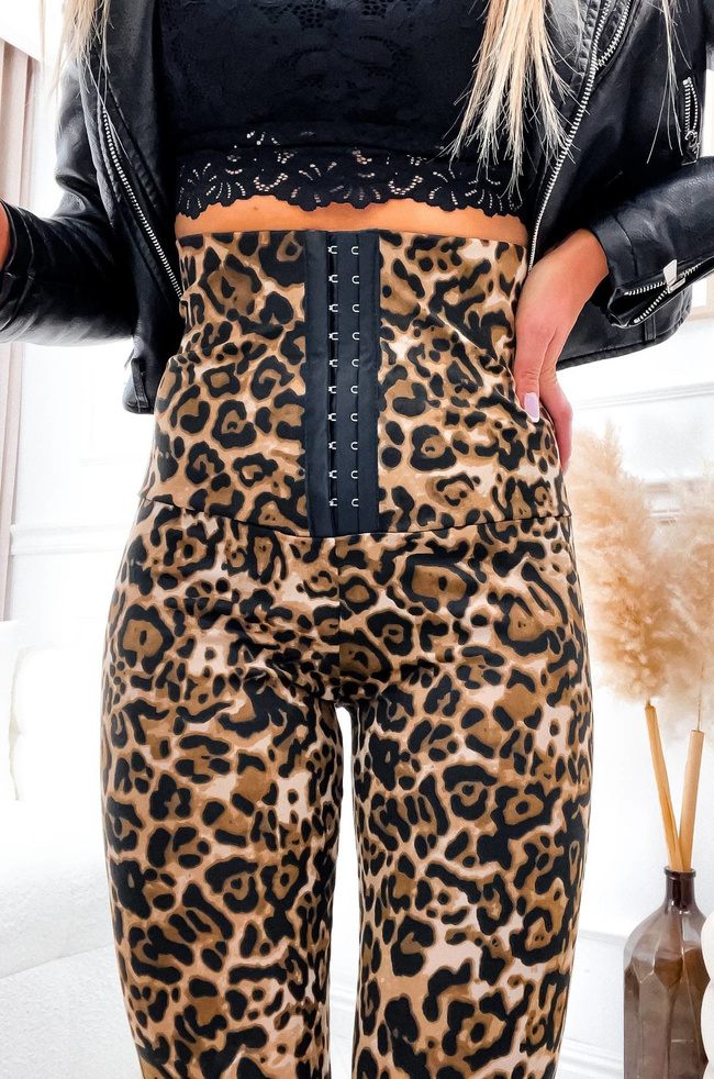 LEGGINSY MODELUJĄCE W PANTERKĘ- BEŻOWE