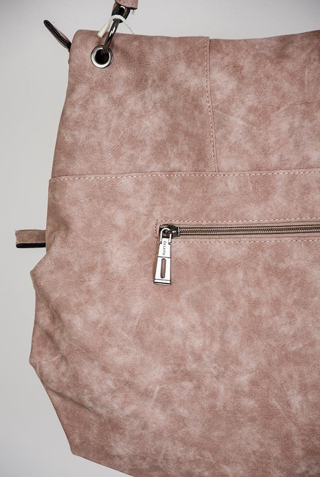Duża pudroworóżowa torebka z nubuku