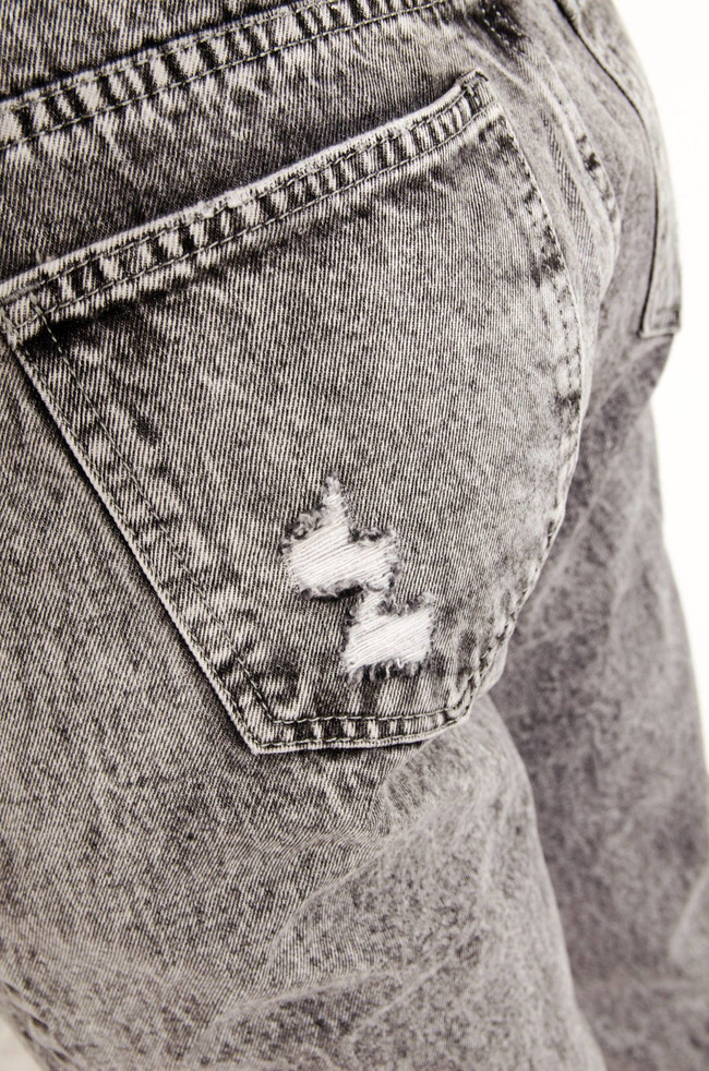 SZARE SPODNIE JEANSOWE MOM FIT Z WYCIECIEM W TALII