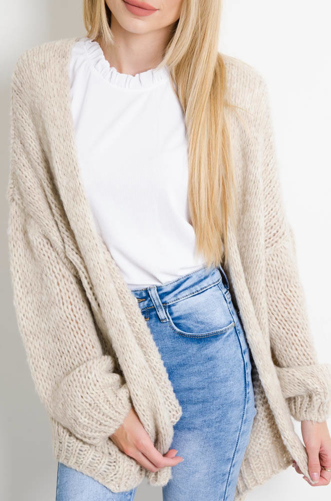 BEŻOWA NARZUTKA- SWETER OVERSIZE