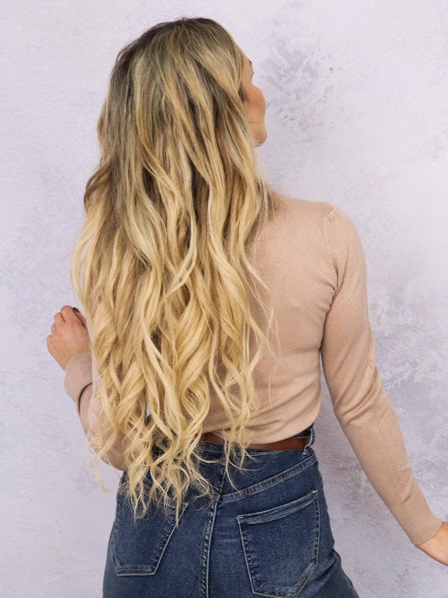 JASNO-BRĄZOWY GŁADKI GOLF Z WISKOZY 