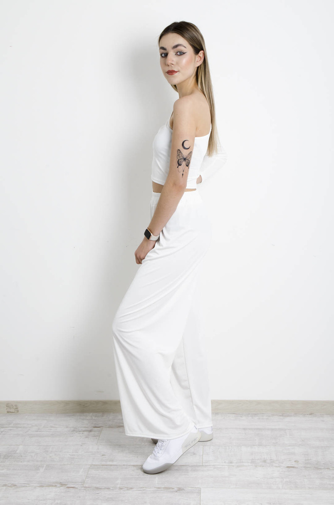 KOMPLET SPODNIE+ TOP - BIAŁY