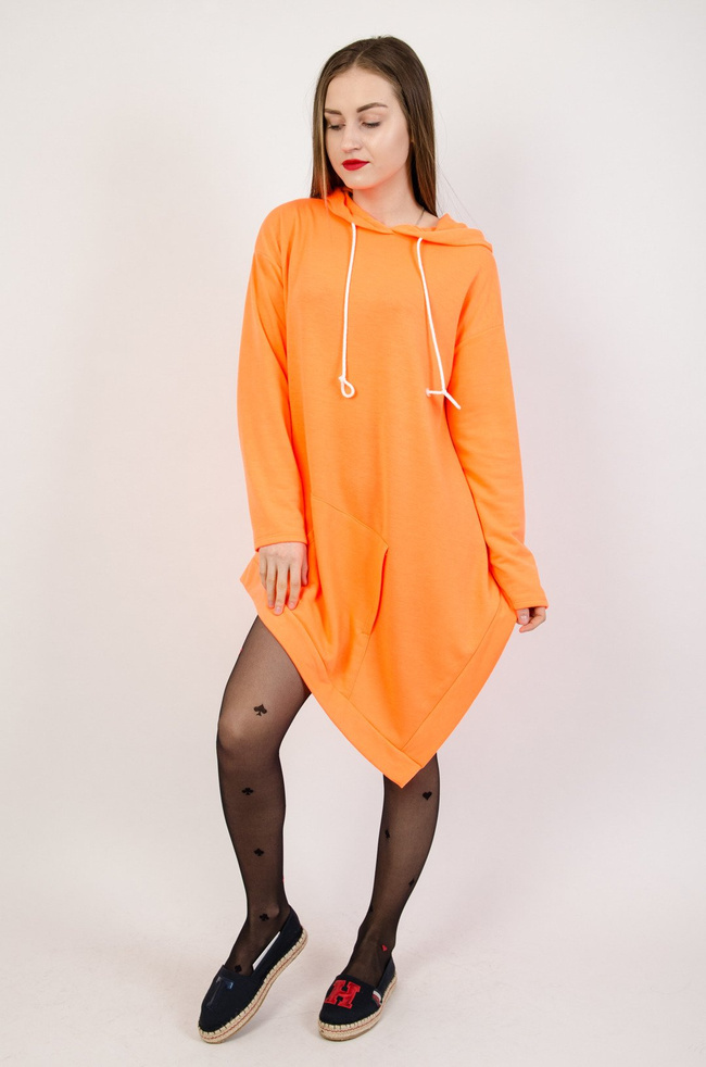 Neonowa asymetryczna bluza z kapturem