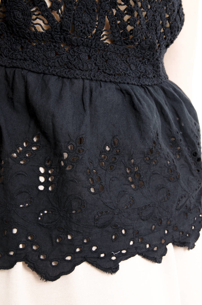 AŻUROWA BLUZKA Z KORONKĄ - CZARNA