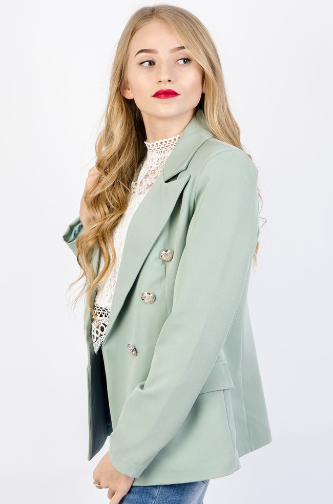 ZIELONA MARYNARKA ZE SREBRNYMI GUZIKAMI