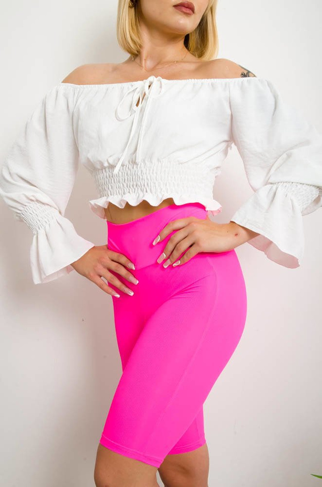 RÓŻOWE NEONOWE SZORTY KOLARKI BIKER