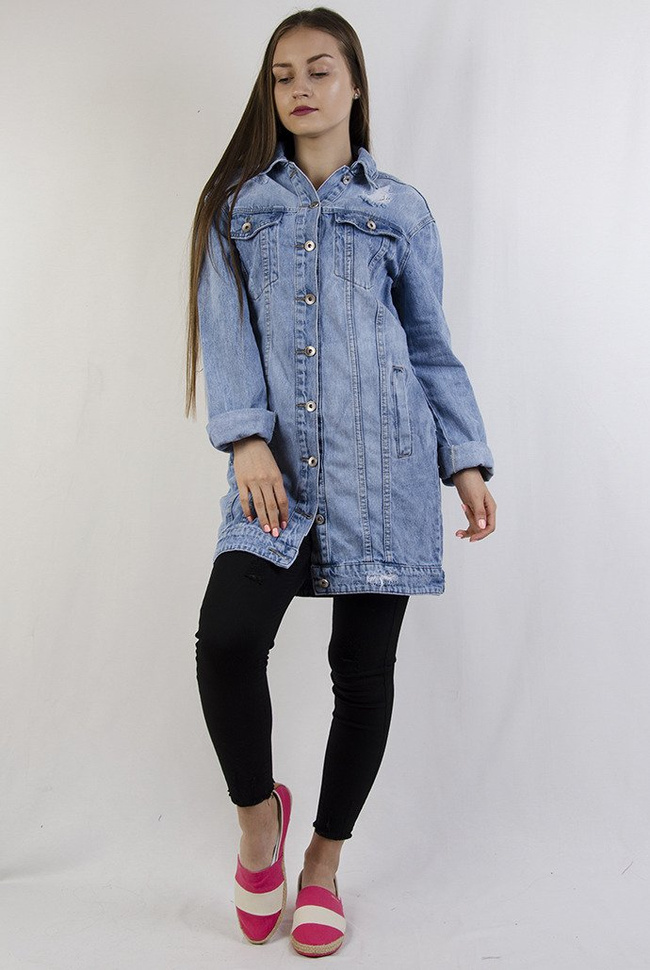 Kurtka jeansowa długa jasna