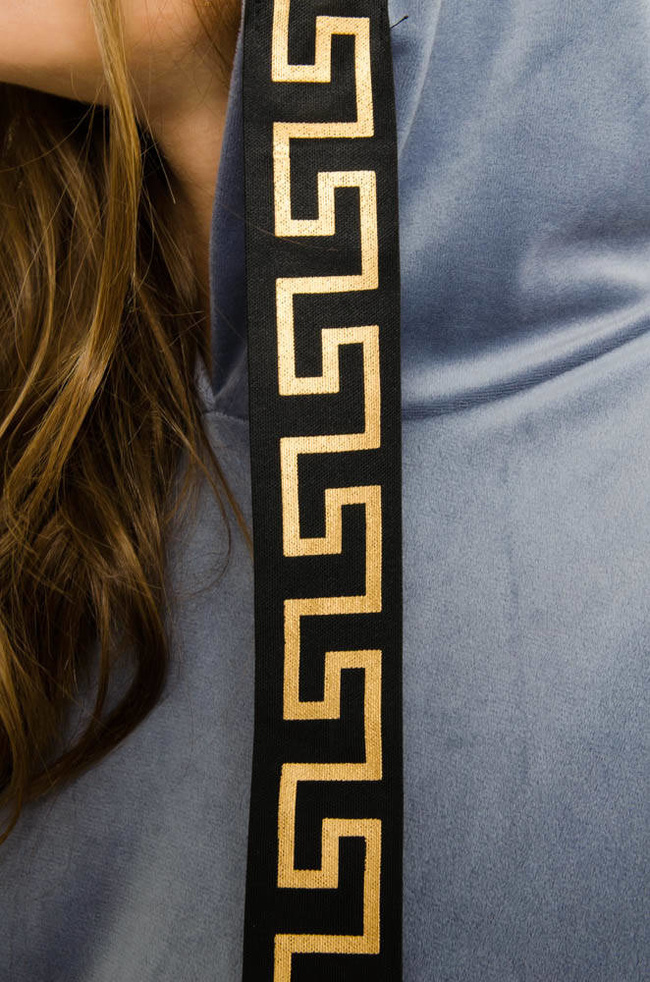 SZARA WELUROWA SUKIENKA Z KAPTUREM