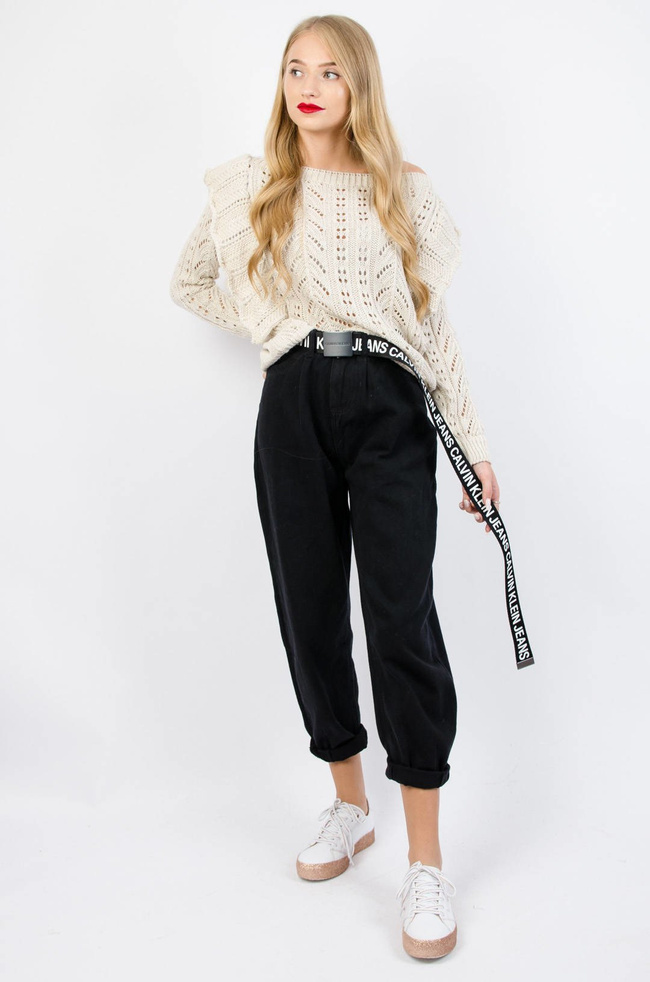 CZARNE SPODNIE MOM JEANS Z WYSOKIM STANEM 