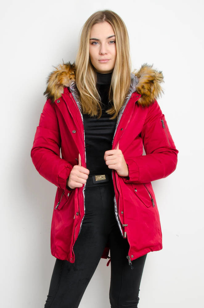 BURGUNDOWA KURTKA ZIMOWA PARKA NA MISIU 3 w 1