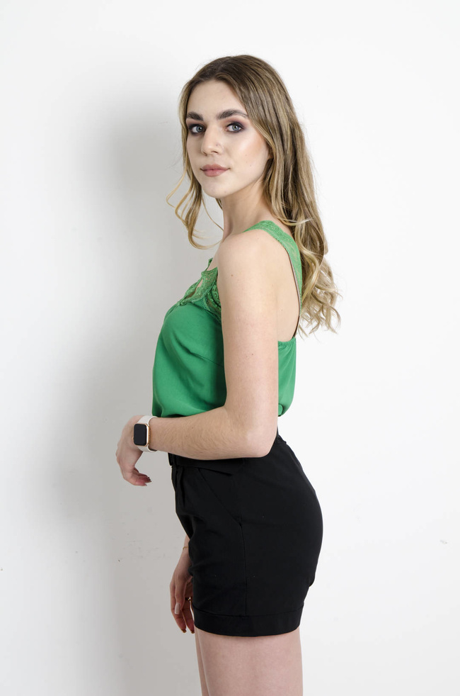 BIELIŹNIANY TOP Z KORONKĄ - ZIELONY