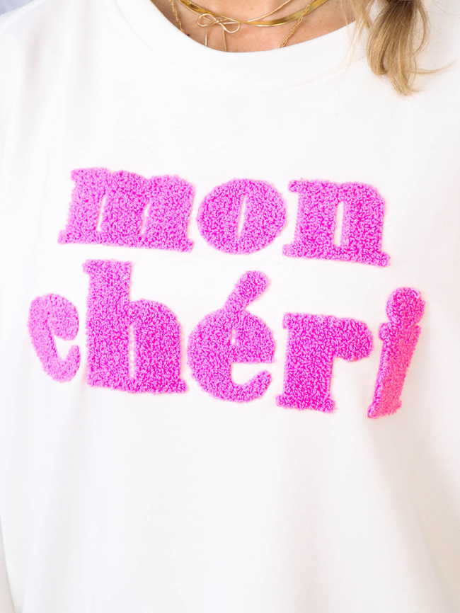 KOMPLET DRESOWY BLUZA Z NAPISEM+ SPODNIE- BIAŁY