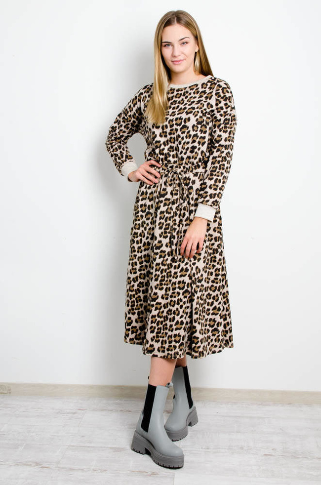 DŁUGA BAWEŁNIANA SUKIENKA W PANTERKĘ 