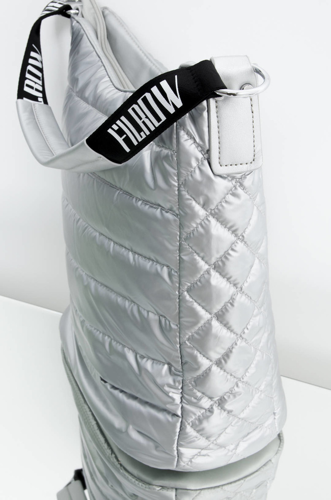 TORBA MATERIAŁOWA PIKOWANA SREBRNA- SHOPPER