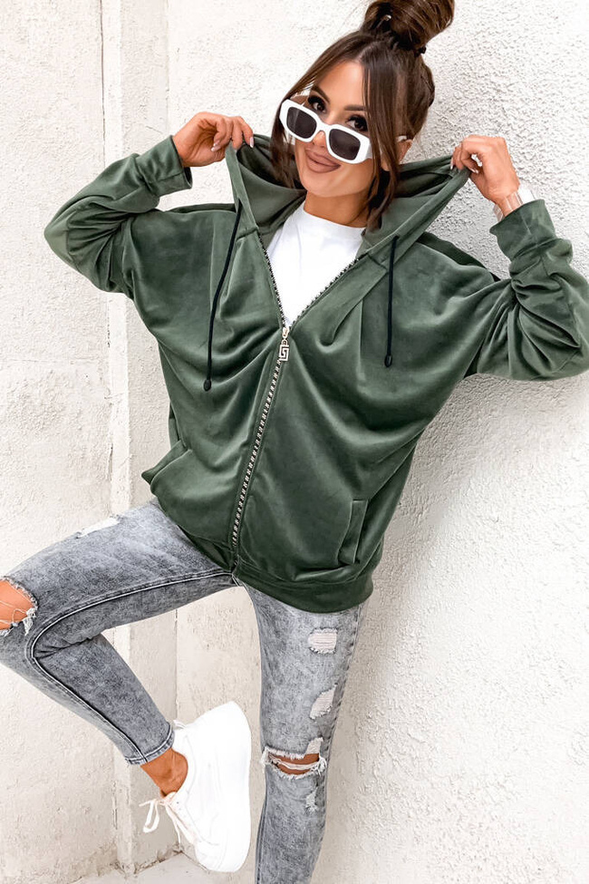 BLUZA ZAPINANA Z OZDOBNYM ZAMKIEM- ZIELONA