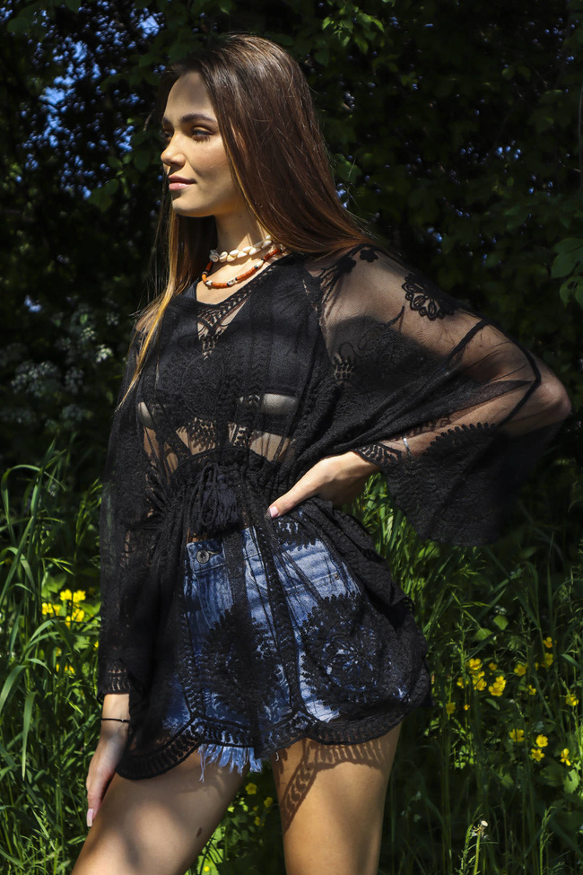 BLUZKA Z SIATKI HAFTOWANA BOHO