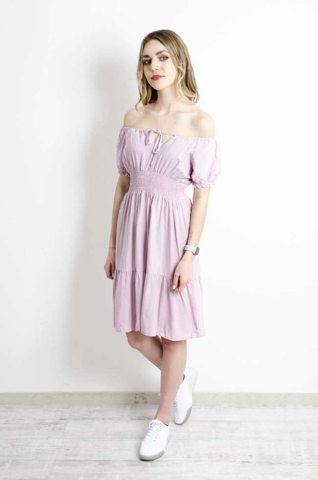 SUKIENKA HISZPANKA Z GUMĄ W PASIE I WIĄZANIEM- RÓŻOWA