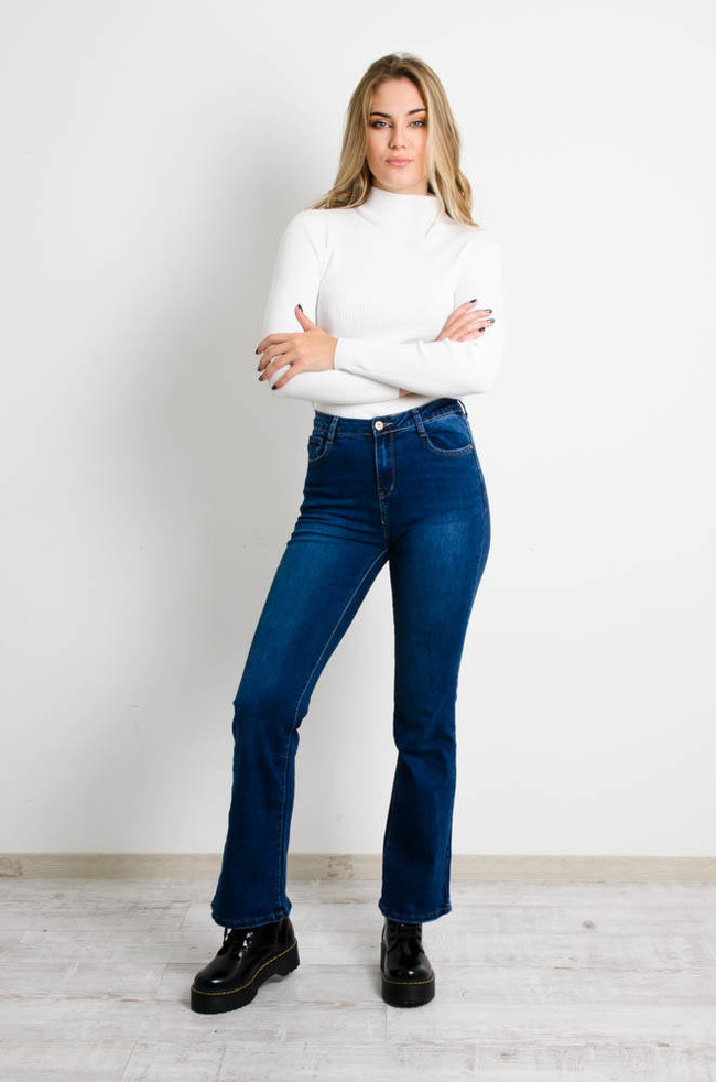 NIEBIESKIE SPODNIE JEANSOWE DZWONY- SZEROKA NOGAWKA