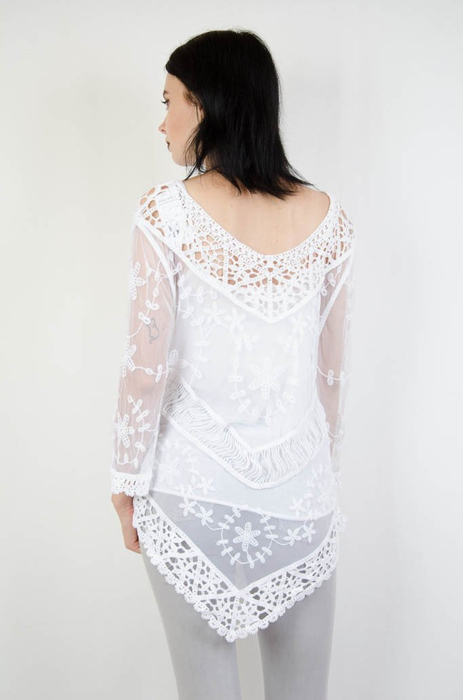 BLUZKA BOHO AŻUROWE HAFTY 