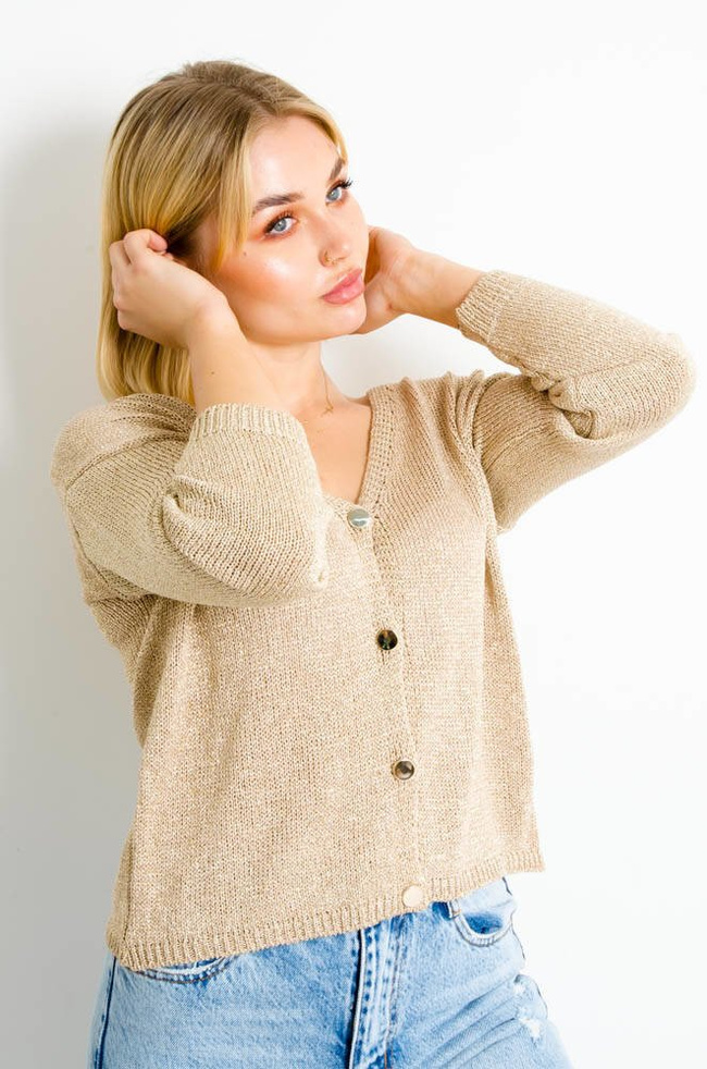 ZŁOTY SWETER W SZPIC ZAPINANY NA GUZIKI