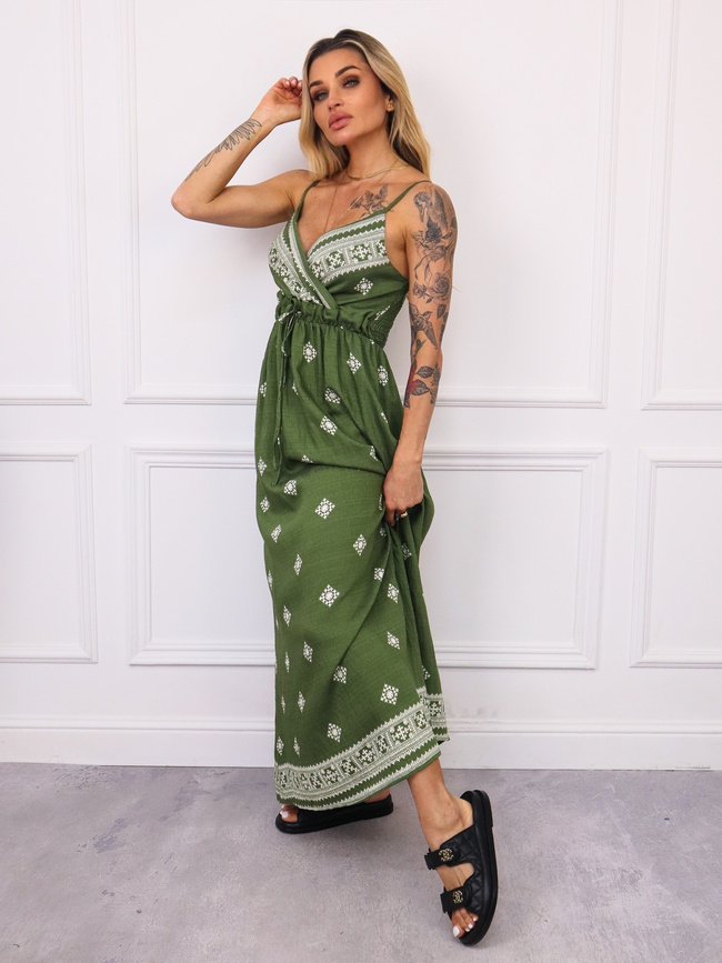 SUKIENKA MAXI WE WZORY- ZIELONA
