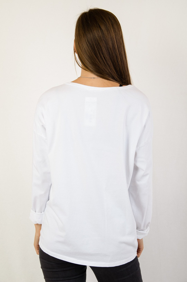 Biała bluzka z aplikacją w panterkę
