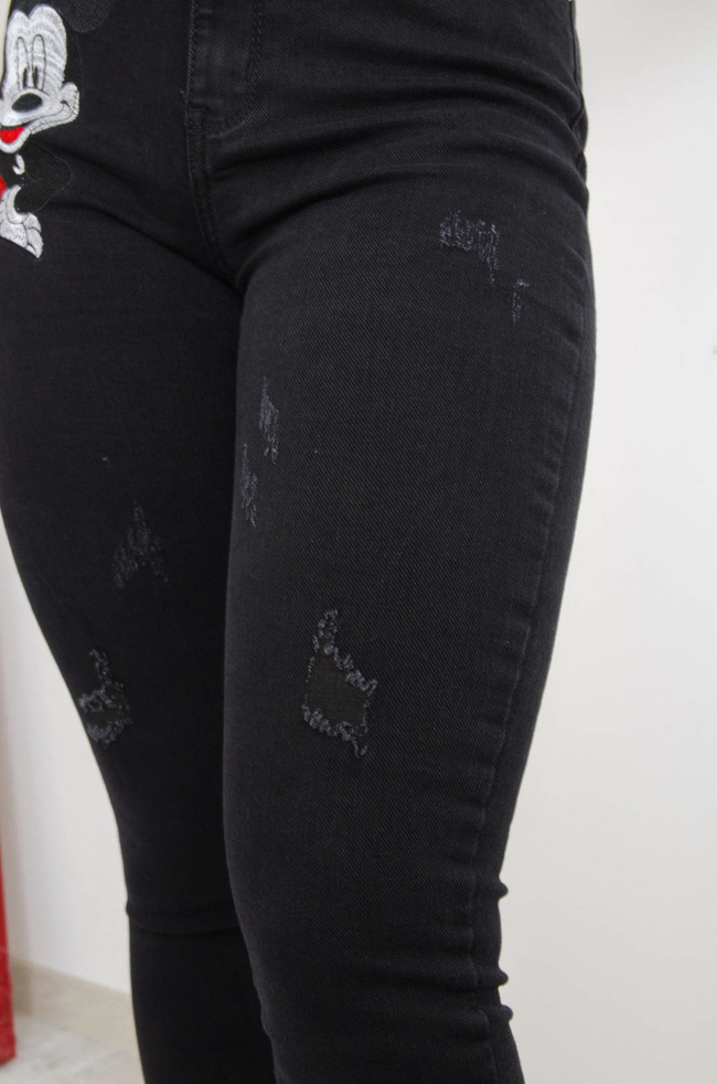 CZARNE SPODNIE Z APLIKACJĄ