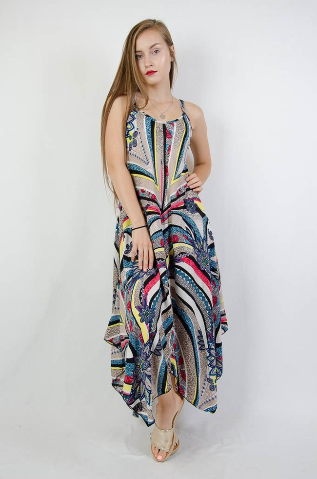 ASYMETRYCZNA SUKIENKA W KOLOROWE WZORY